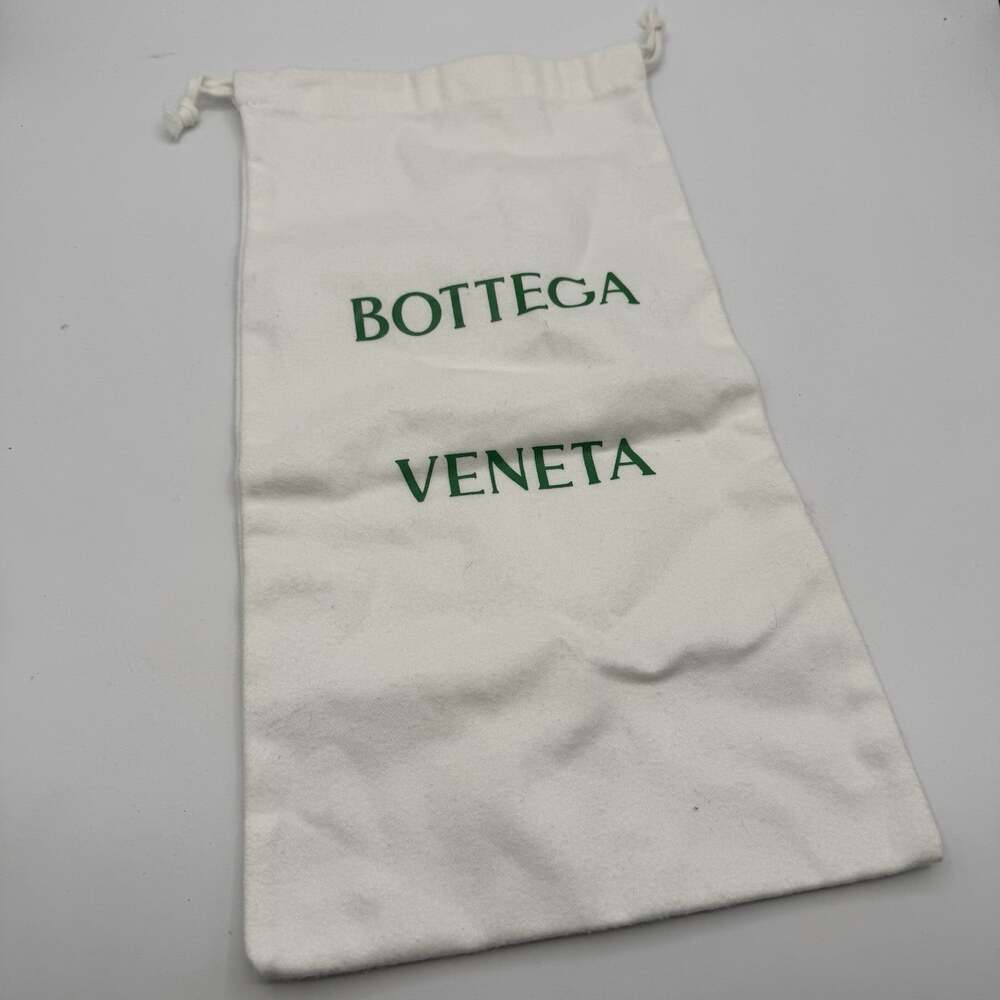 Bottega Veneta White Green Logo Drawstring Dust Bag 16 x 9 Inches